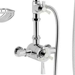 Heritage Bathroom Heritage Gracechurch Mother Of Pearl Exposed Shower With Deluxe Fixed Riser Kit & Diverter To Handset -Bathroom Extractor Fans Sales sgrdmopdual01 d1