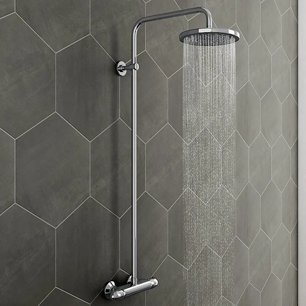 Cruze Bathroom Cruze Modern Round Thermostatic Bar Shower Valve & Riser Kit - Chrome 4 Cruze Bathroom Cruze Modern Round Thermostatic Bar Shower Valve & Riser Kit - Chrome - Image 2