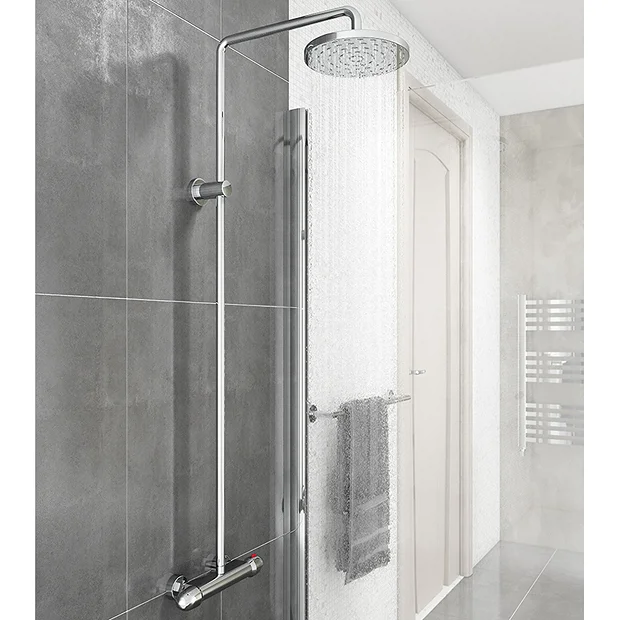 Victorian Plumbing Drum Modern Round Thermostatic Shower Kit - Chrome 4 Victorian Plumbing Drum Modern Round Thermostatic Shower Kit - Chrome - Image 2