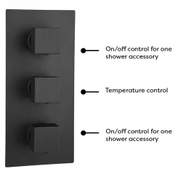 Arezzo Matt Black Square Triple Thermostatic Shower Pack With Head + Handset 12 Arezzo Matt Black Square Triple Thermostatic Shower Pack With Head + Handset -Bathroom Extractor Fans Sales sq3blkpk nw d1