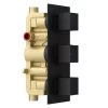 Arezzo Matt Black Square Triple Thermostatic Shower Pack With Head + Handset