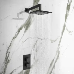 Arezzo Matt Black Square Shower Package (inc. Valve, 200 X 200 Square Head And 90-Degree Bend Arm) -Bathroom Extractor Fans Sales sq4blkpk new l