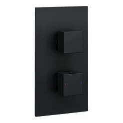 Arezzo Square Modern Concealed Twin Shower Valve - Matt Black -Bathroom Extractor Fans Sales sqv21blacknewl
