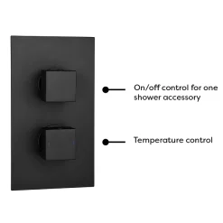 Arezzo Square Modern Concealed Twin Shower Valve - Matt Black -Bathroom Extractor Fans Sales sqv21blacknwd2