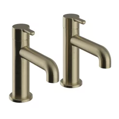 Heritage Bathroom Heritage Dartmouth Basin Pillar Taps - Brushed Brass