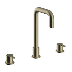 Heritage Bathroom Heritage Dartmouth 3 Taphole Basin Mixer - Brushed Brass