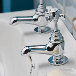 Heritage Bathroom Heritage - Dawlish Short Nose Basin Pillar Taps - Chrome -Bathroom Extractor Fans Sales tdccs00 d2