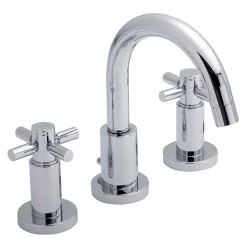 Hudson Reed - Tec Crosshead 3 Tap Hole Basin Mixer With Swivel Spout & Pop Up Waste