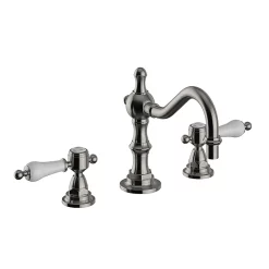 Heritage Bathroom Heritage Glastonbury 3 Hole Swivel Spout Basin Mixer With Pop-up Waste - Brushed Nickel