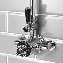 Hudson Reed Topaz Black Exposed Valve Inc. Rigid Riser Kit, Diverter, 8" Shower Rose & Handset -Bathroom Extractor Fans Sales topazblkspk1 d1