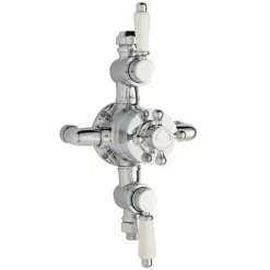 Nuie Traditional Exposed Thermostatic Triple Shower Valve Inc. Riser, 4" Rose & Slide Rail Kit -Bathroom Extractor Fans Sales traditionalexposedthermostatictripleshowervalvetexsvrkitd1
