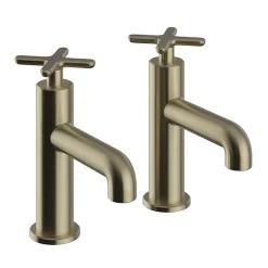 Heritage Bathroom Heritage Salcombe Basin Pillar Taps - Brushed Brass