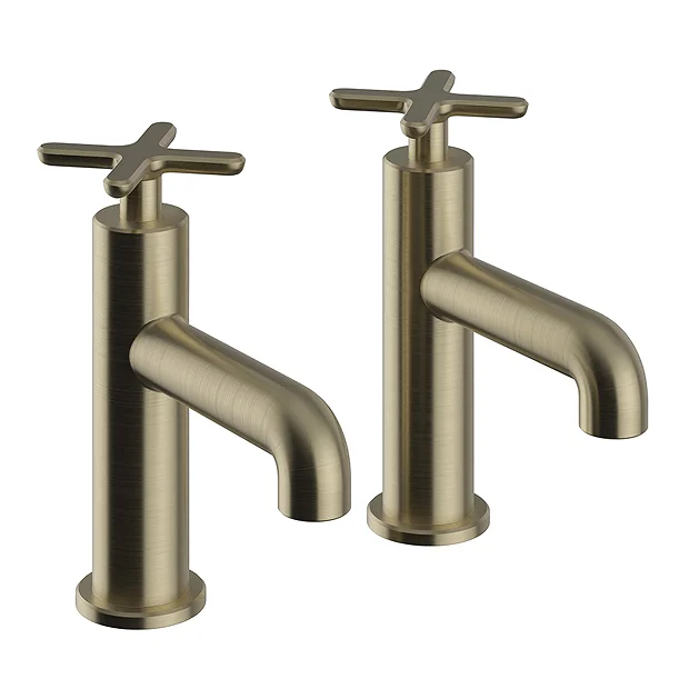 Heritage Bathroom Heritage Salcombe Basin Pillar Taps - Brushed Brass 3 Heritage Bathroom Heritage Salcombe Basin Pillar Taps - Brushed Brass