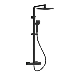 Venice Cubo Matt Black Modern Thermostatic Shower
