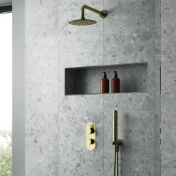 Venice Giro Twin Thermostatic Shower Valve With Diverter - Brushed Brass 9 Venice Giro Twin Thermostatic Shower Valve With Diverter - Brushed Brass -Bathroom Extractor Fans Sales vg8tw02bb d2