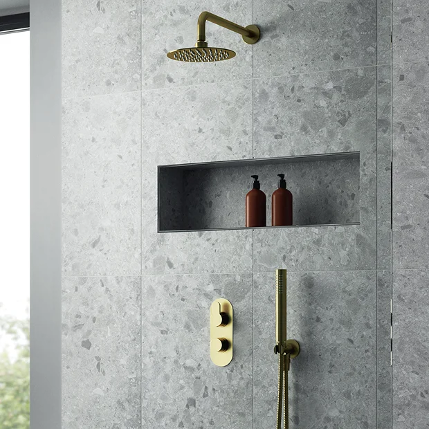 Venice Giro Twin Thermostatic Shower Valve With Diverter - Brushed Brass 6 Venice Giro Twin Thermostatic Shower Valve With Diverter - Brushed Brass - Image 4