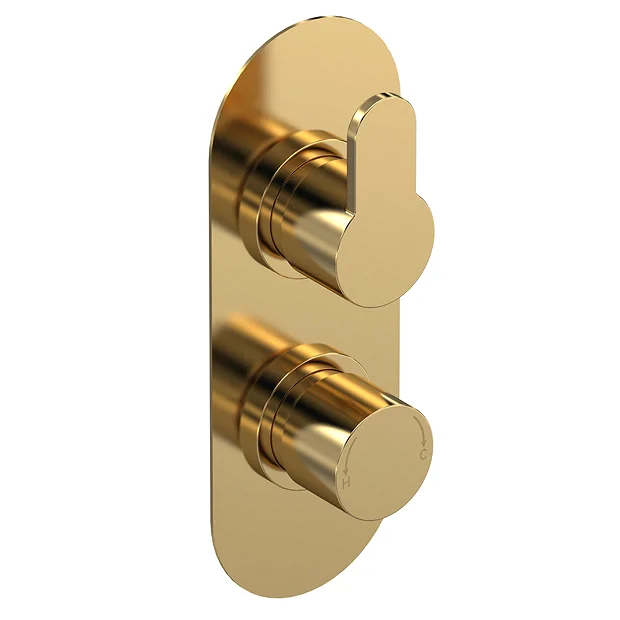Venice Giro Twin Thermostatic Shower Valve With Diverter - Brushed Brass 4 Venice Giro Twin Thermostatic Shower Valve With Diverter - Brushed Brass - Image 2