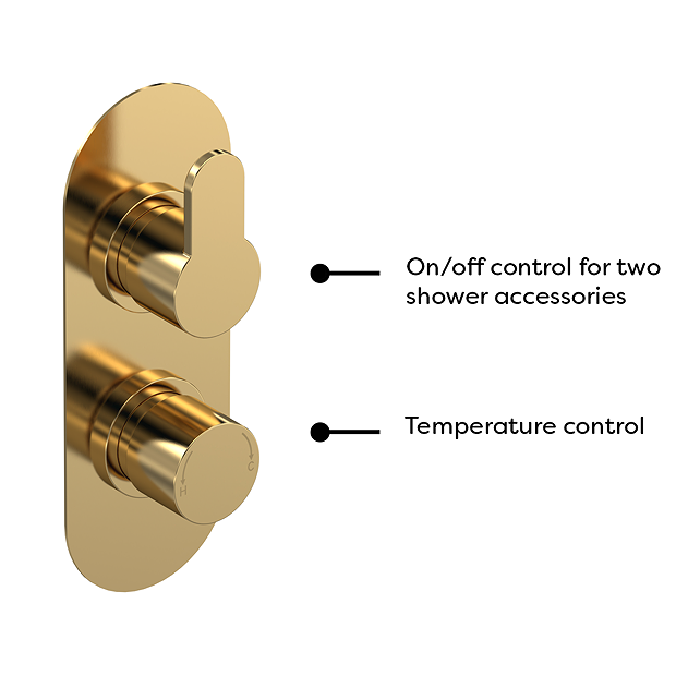 Venice Giro Twin Thermostatic Shower Valve With Diverter - Brushed Brass 5 Venice Giro Twin Thermostatic Shower Valve With Diverter - Brushed Brass - Image 3