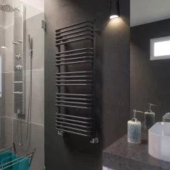 Terma Alex H1140 X W500mm Modern Grey Heated Towel Rail