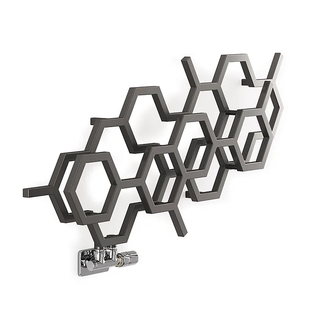 Terma Hex H502 X W1126mm Sparkling Grey Designer Radiator 6 Terma Hex H502 X W1126mm Sparkling Grey Designer Radiator - Image 4
