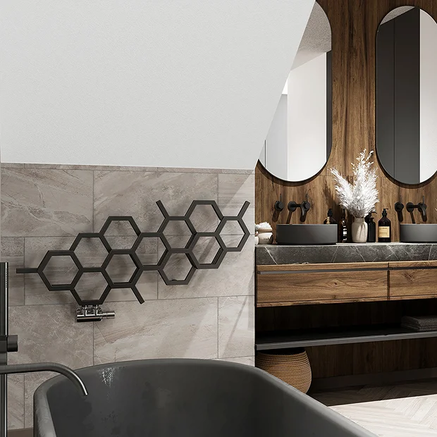 Terma Hex H502 X W1126mm Matt Black Designer Radiator 3 Terma Hex H502 X W1126mm Matt Black Designer Radiator