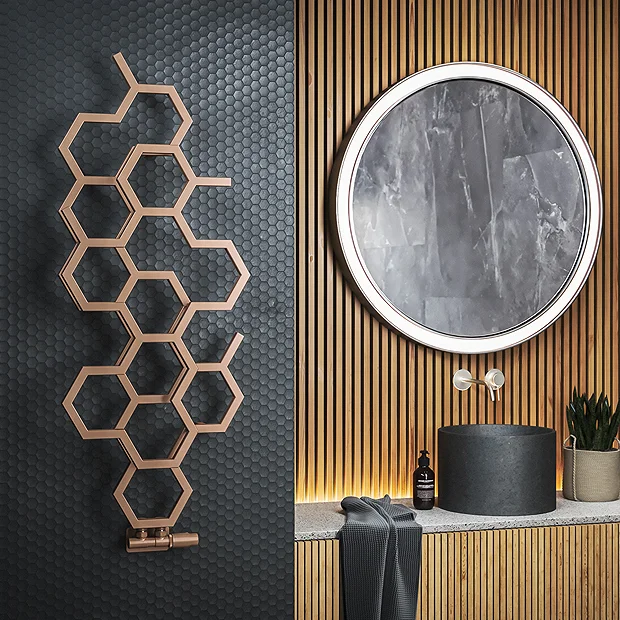 Terma Hex H1220 X W486mm Bright Copper Designer Radiator 3 Terma Hex H1220 X W486mm Bright Copper Designer Radiator